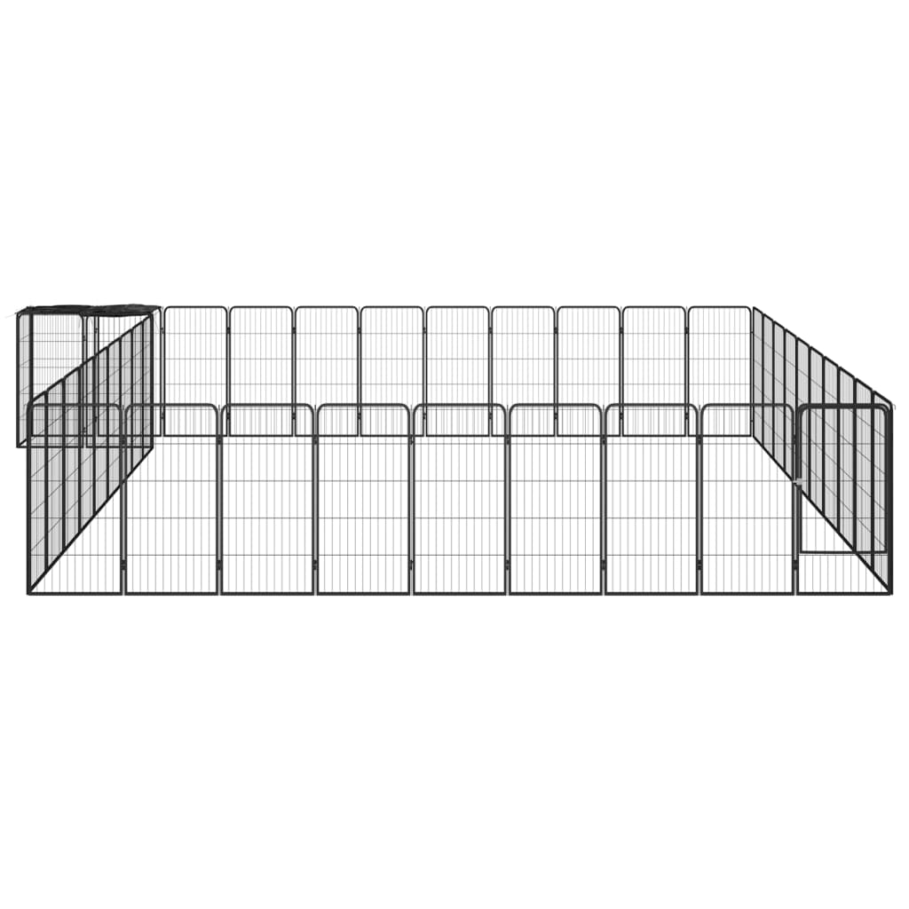 Hundbur 42 paneler svart 50x100 cm pulverlackerat stål