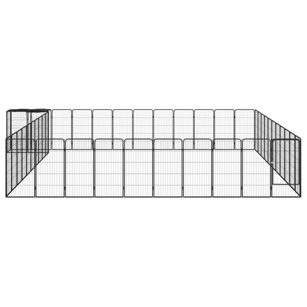 Hundbur 46 paneler svart 50x100 cm pulverlackerat stål