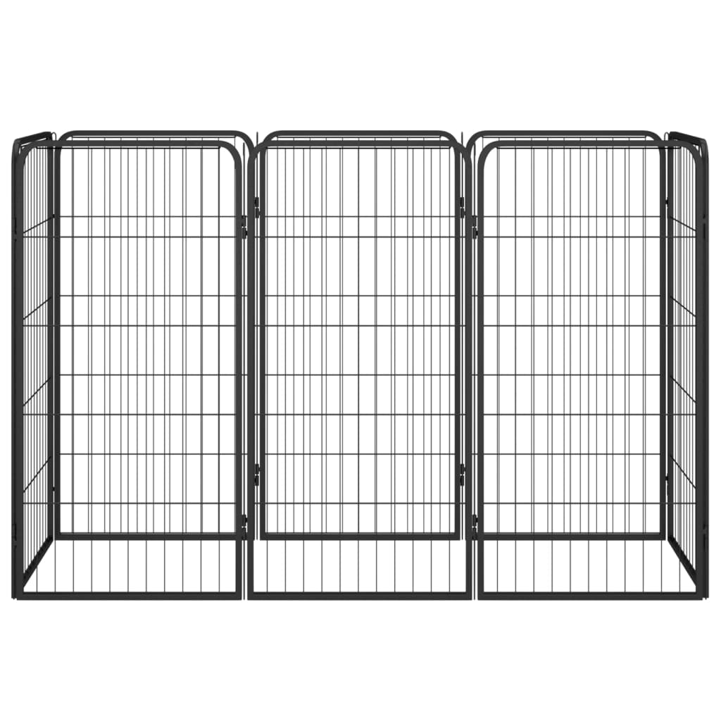 Hundbur 8-paneler svart 50x100 cm pulverlackerat stål