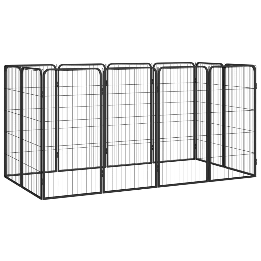 Hundbur 12 paneler svart 50x100 cm pulverlackerat stål