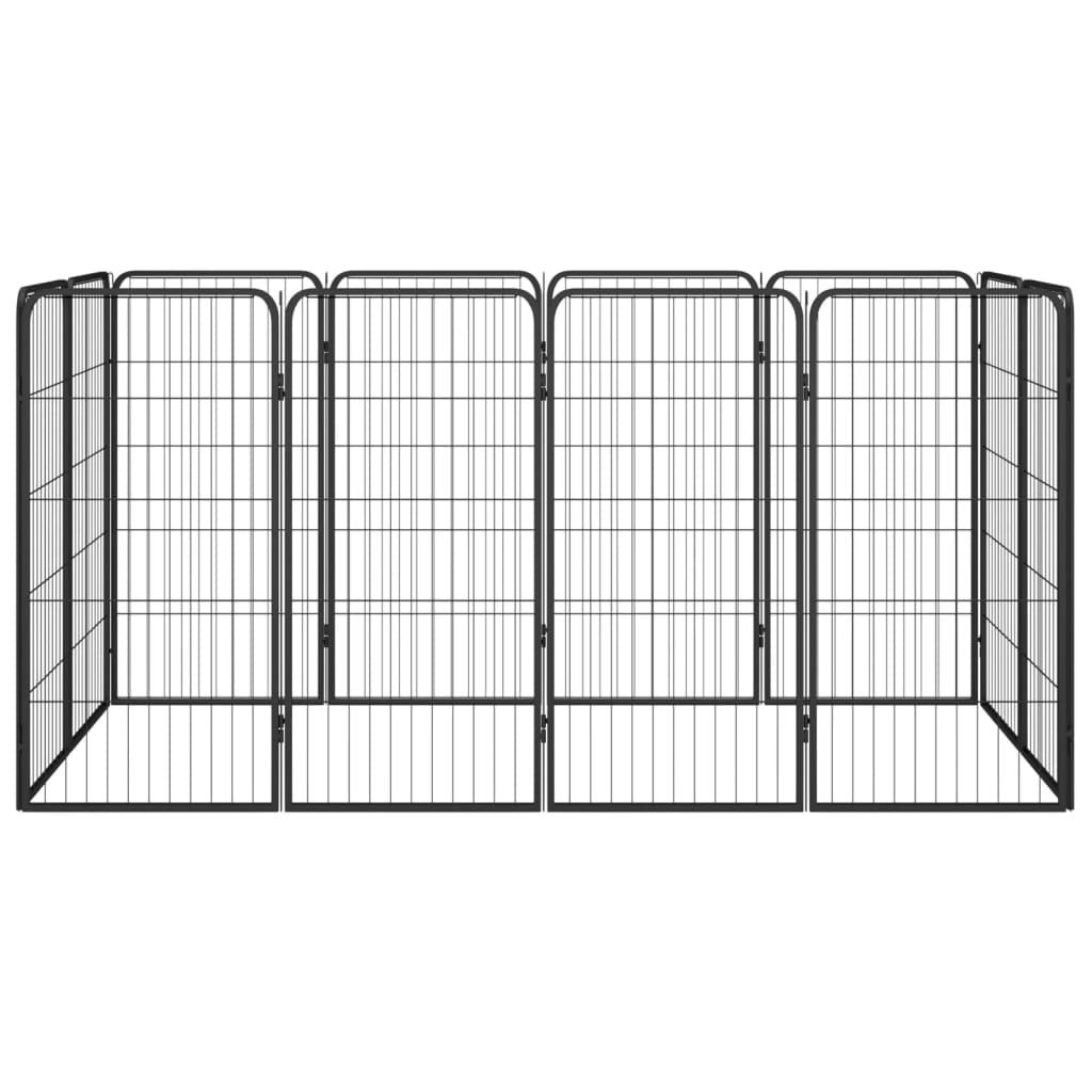 Hundbur 12 paneler svart 50x100 cm pulverlackerat stål
