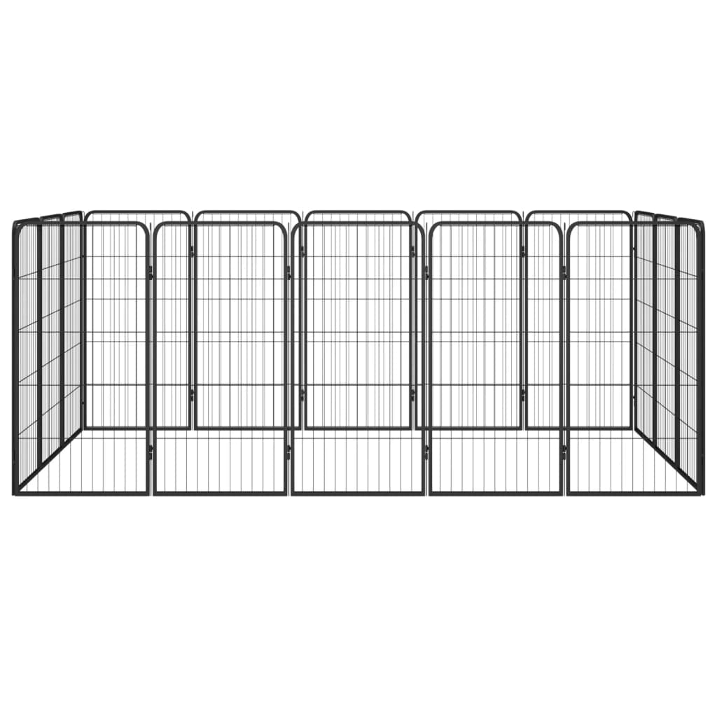 Hundbur 16-paneler svart 50x100 cm pulverlackerat stål