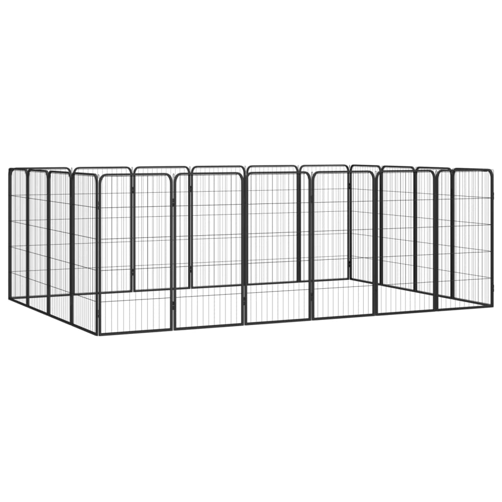 Hundbur 20-paneler svart 50x100 cm pulverlackerat stål