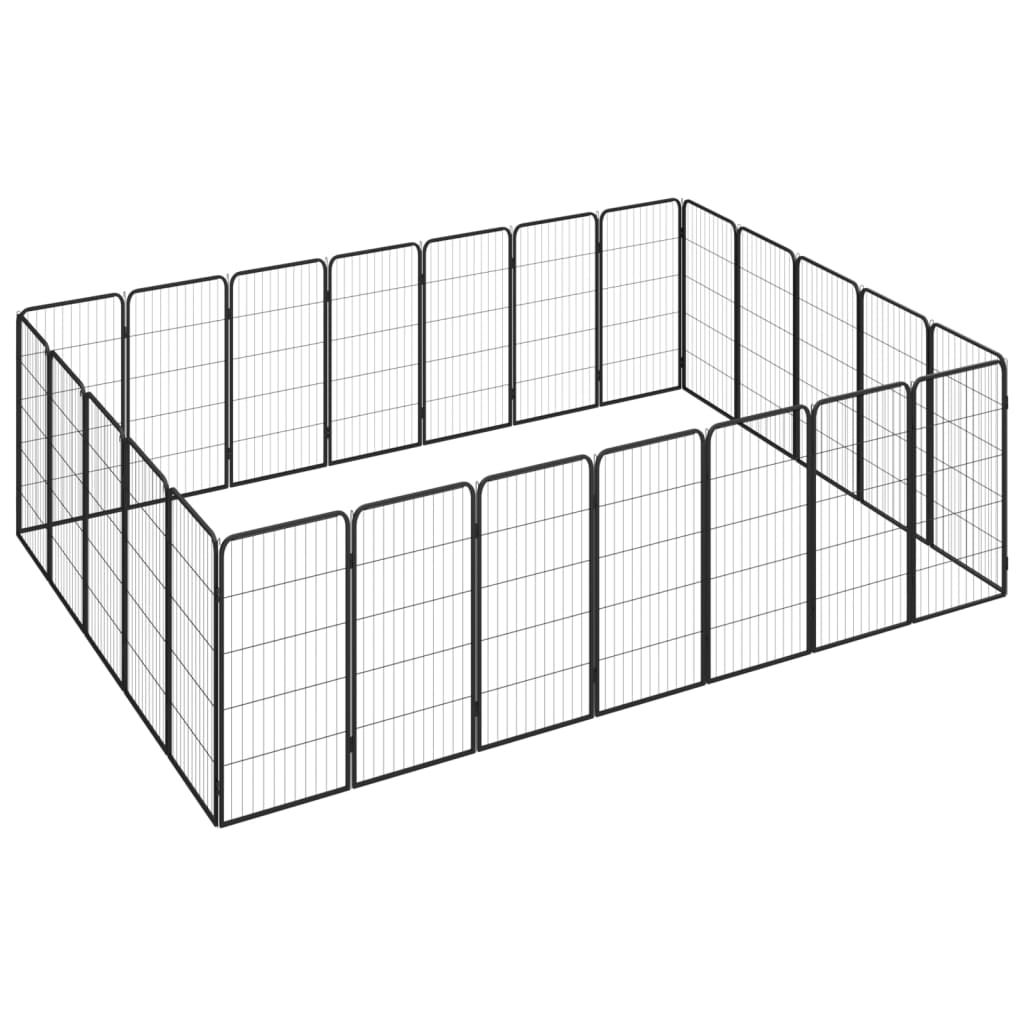 Hundbur 24-paneler svart 50x100 cm pulverlackerat stål