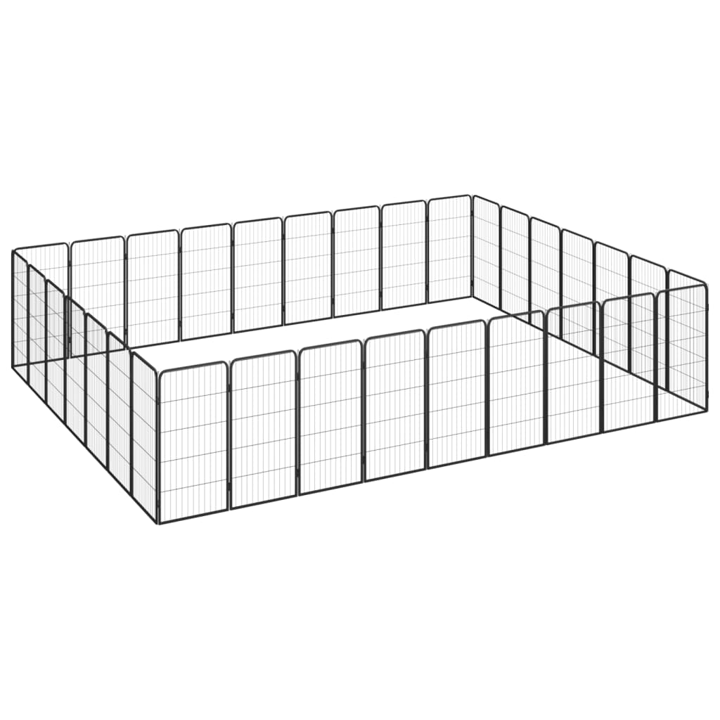 Hundbur 32 paneler svart 50x100 cm pulverlackerat stål
