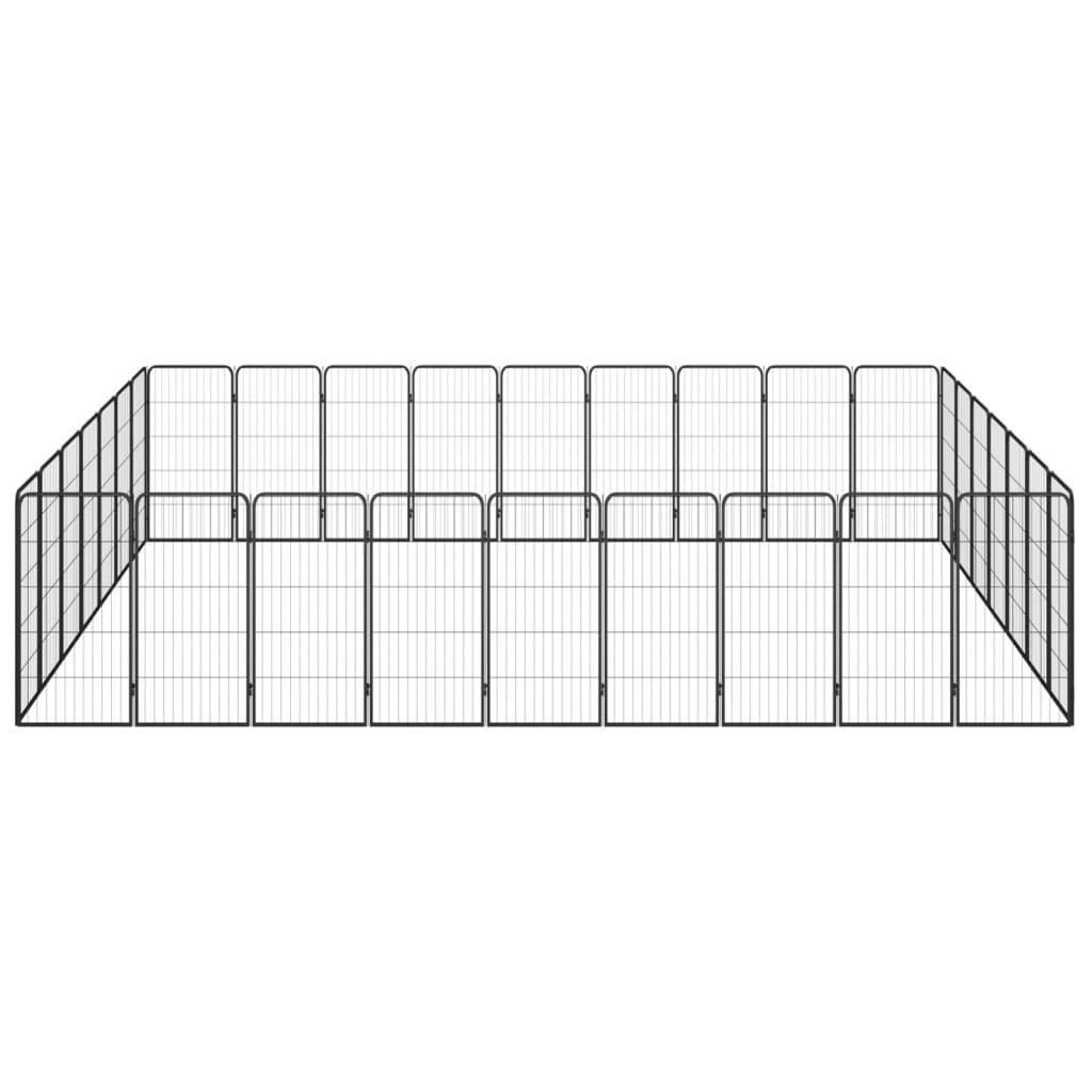 Hundbur 32 paneler svart 50x100 cm pulverlackerat stål