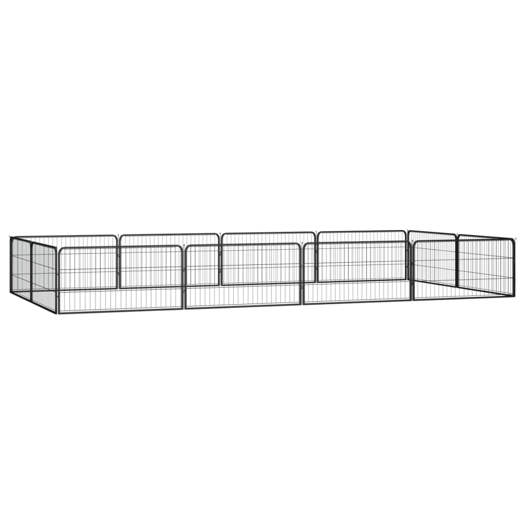 Hundbur 12 paneler svart 100x50 cm pulverlackerat stål