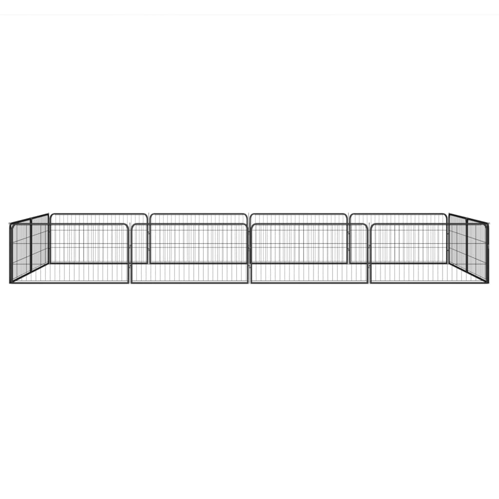Hundbur 12 paneler svart 100x50 cm pulverlackerat stål