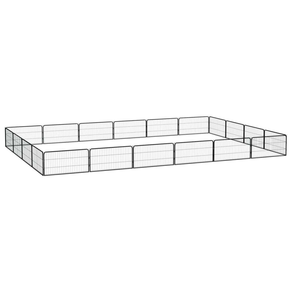 Hundbur 20 paneler svart 100x50 cm pulverlackerat stål