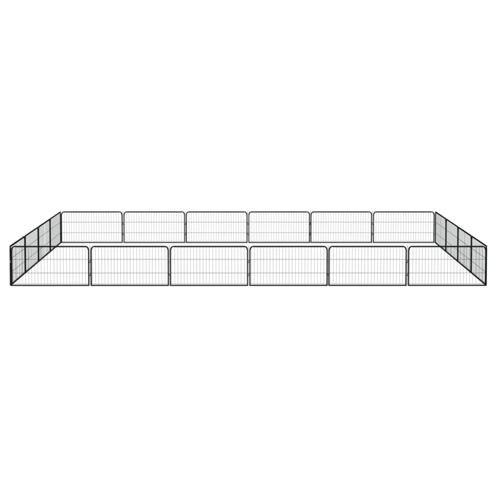 Hundbur 20 paneler svart 100x50 cm pulverlackerat stål