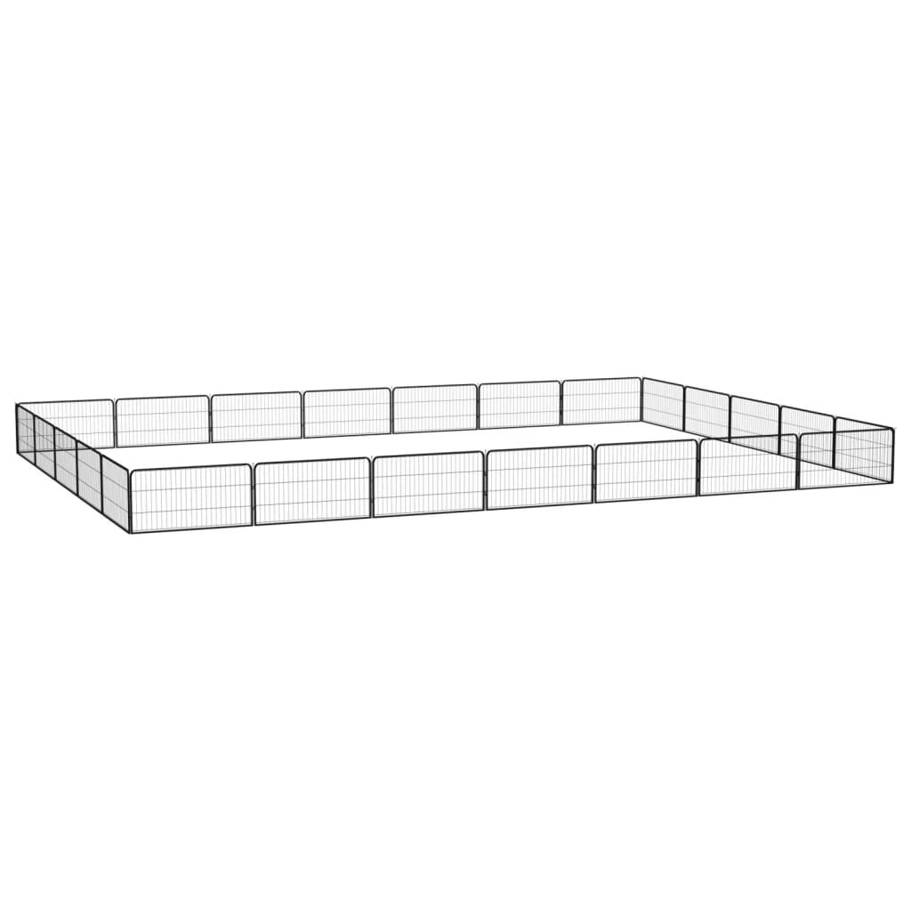 Hundbur 24 paneler svart 100x50 cm pulverlackerat stål