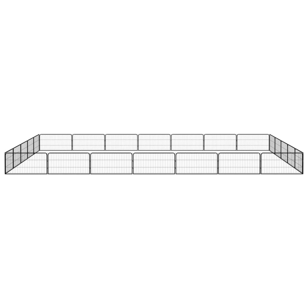 Hundbur 24 paneler svart 100x50 cm pulverlackerat stål