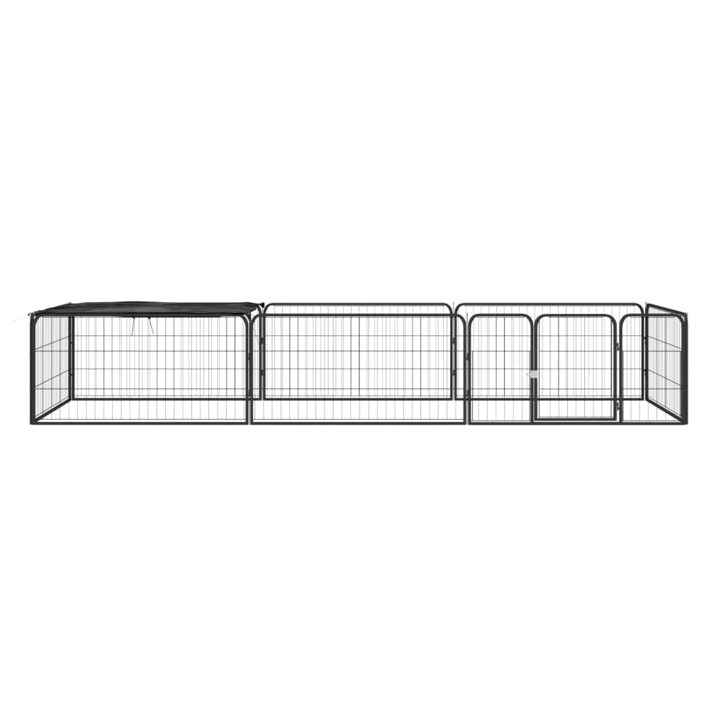 Hundbur 8 paneler svart 100x50 cm pulverlackerat stål