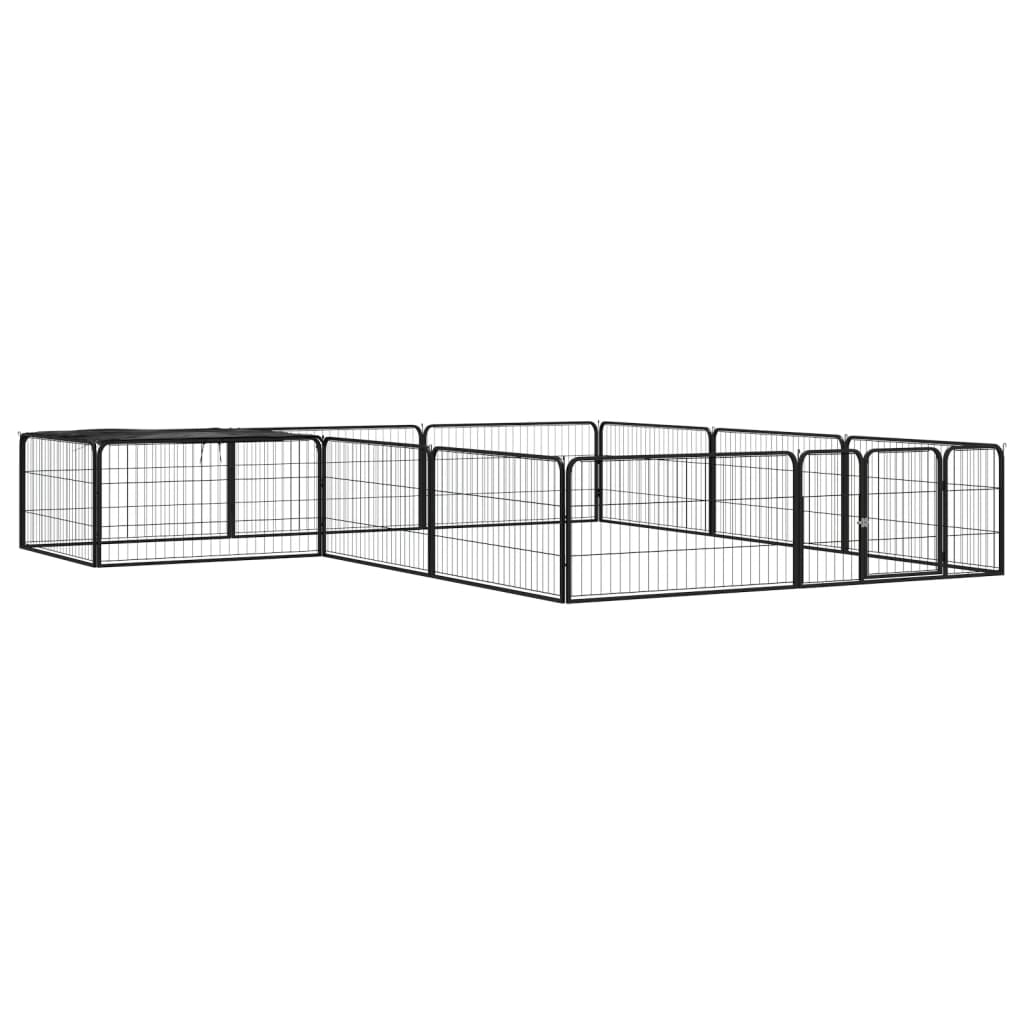 Hundbur 12 paneler svart 100x50 cm pulverlackerat stål
