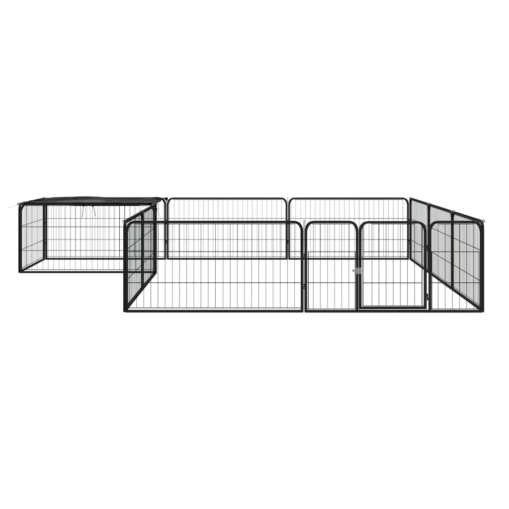 Hundbur 12 paneler svart 100x50 cm pulverlackerat stål