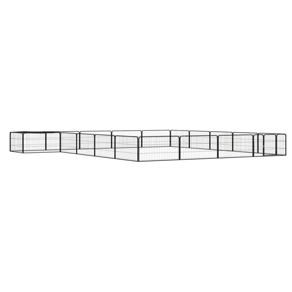 Hundbur 20 paneler svart 100x50 cm pulverlackerat stål