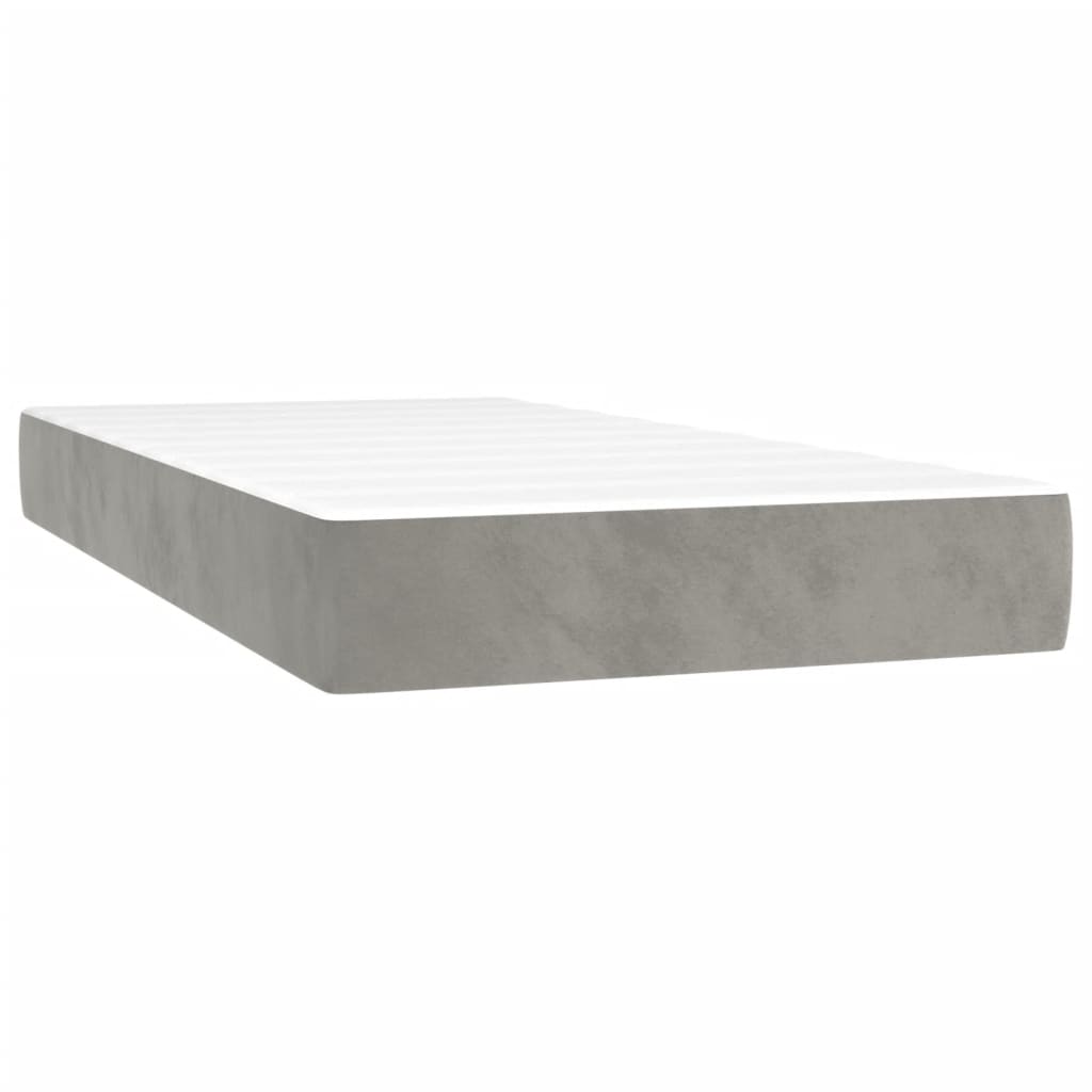 Pocketresårmadrass medium ljusgrå 90x200x20 cm sammet