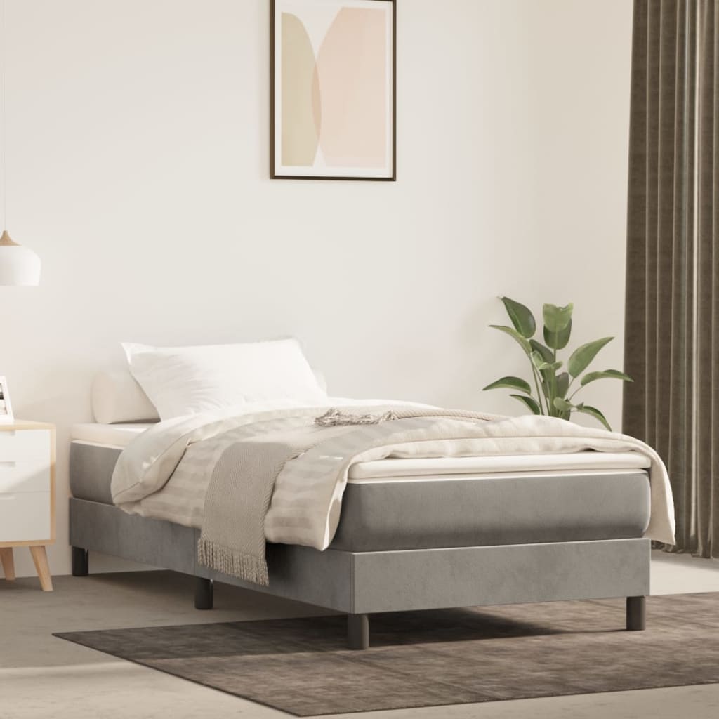 Pocketresårmadrass medium ljusgrå 90x200x20 cm sammet