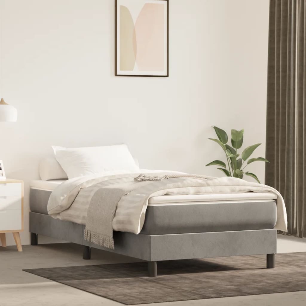 Pocketresårmadrass medium ljusgrå 100x200x20 cm sammet
