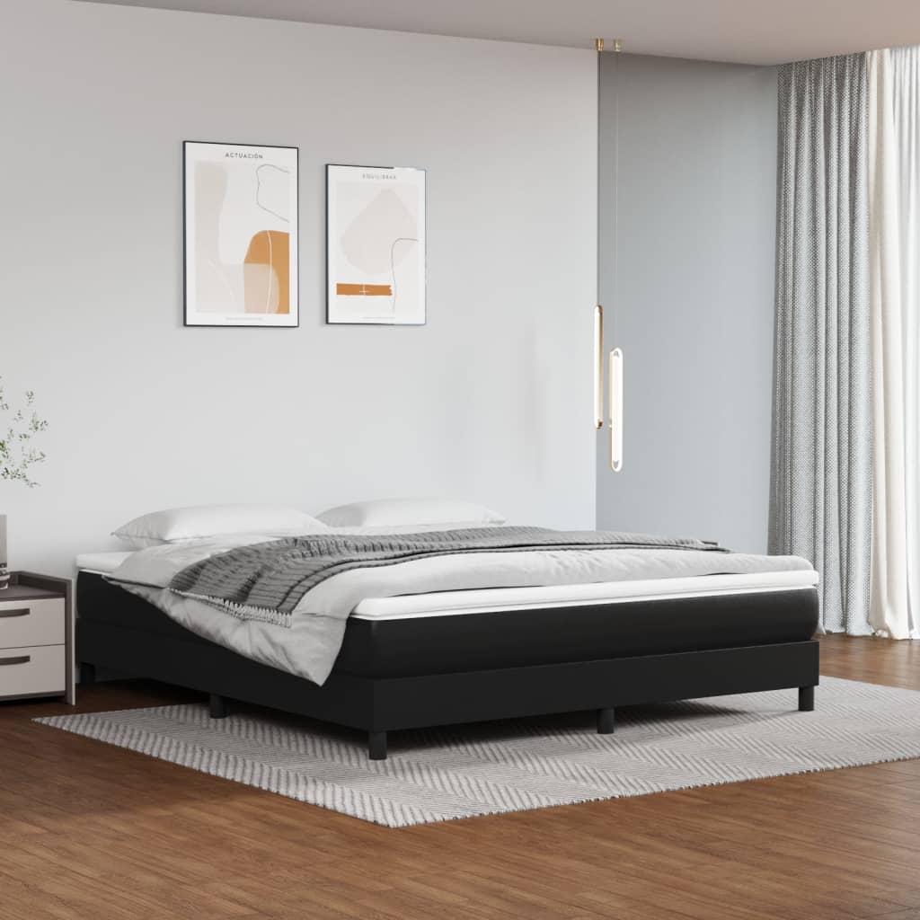 Pocketresårmadrass medium svart 152x203x20 cm konstläder