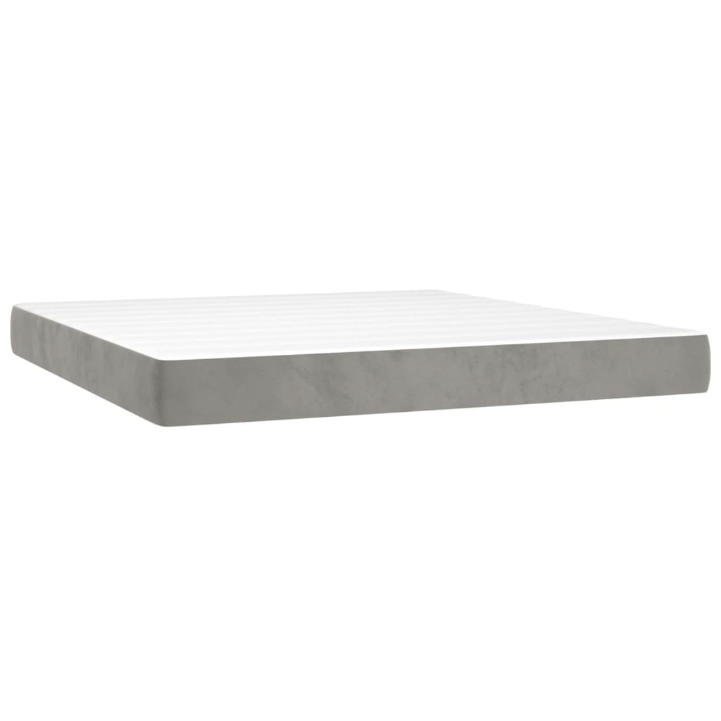 Pocketresårmadrass medium ljusgrå 193x203x20 cm sammet