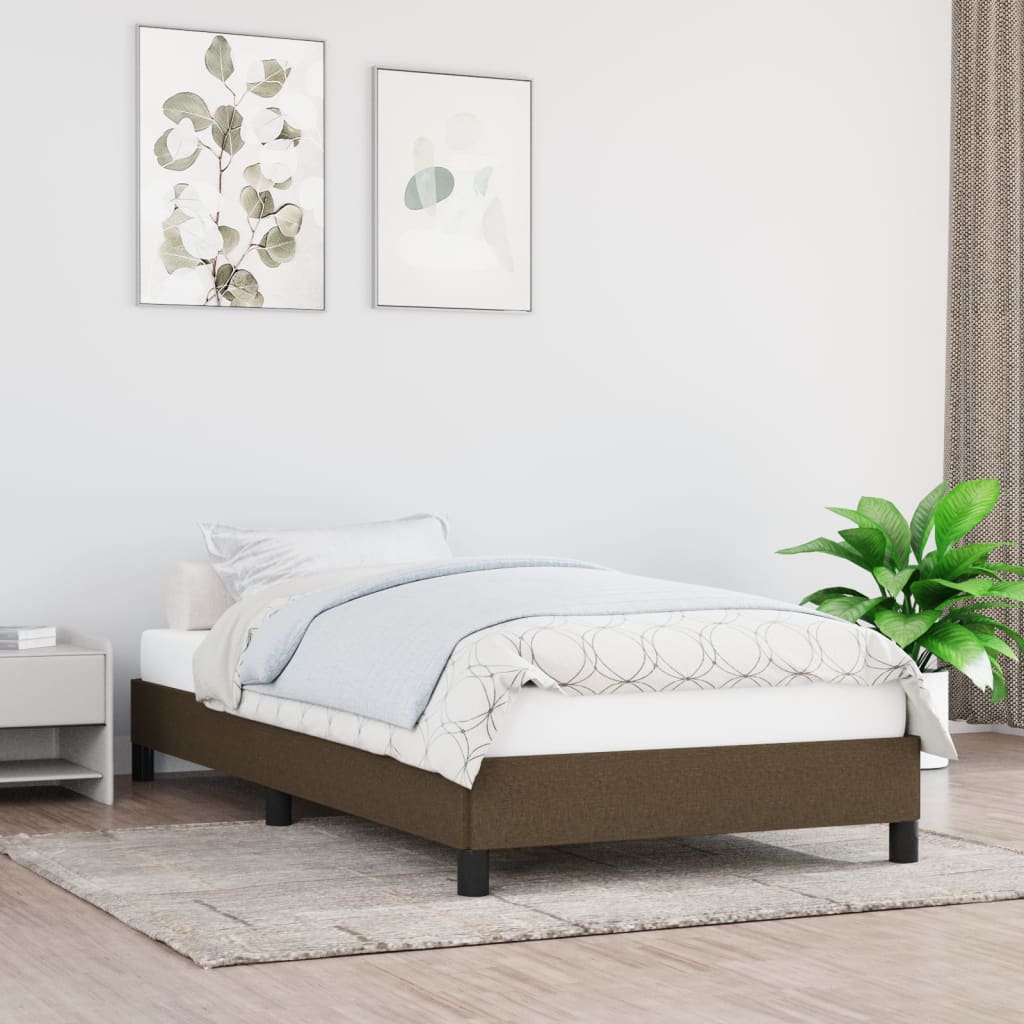 Sängram utan madrass mörkbrun 80x200 cm tyg