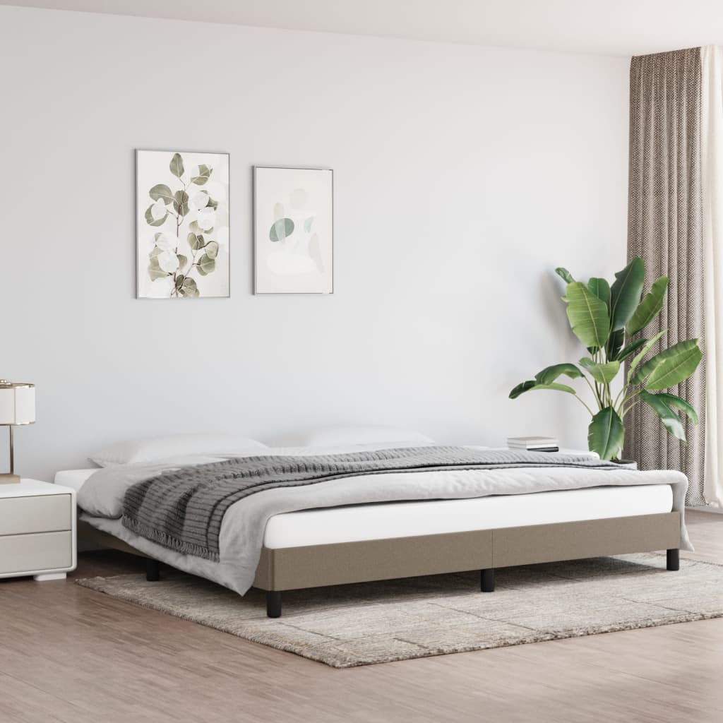 Sängram utan madrass taupe 200x200 cm tyg
