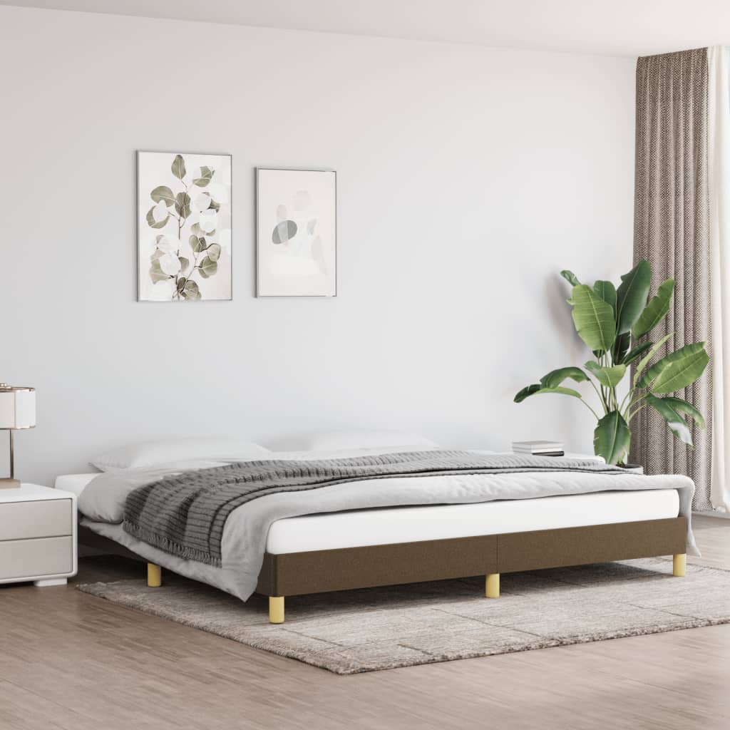 Sängram utan madrass mörkbrun 200x200 cm tyg