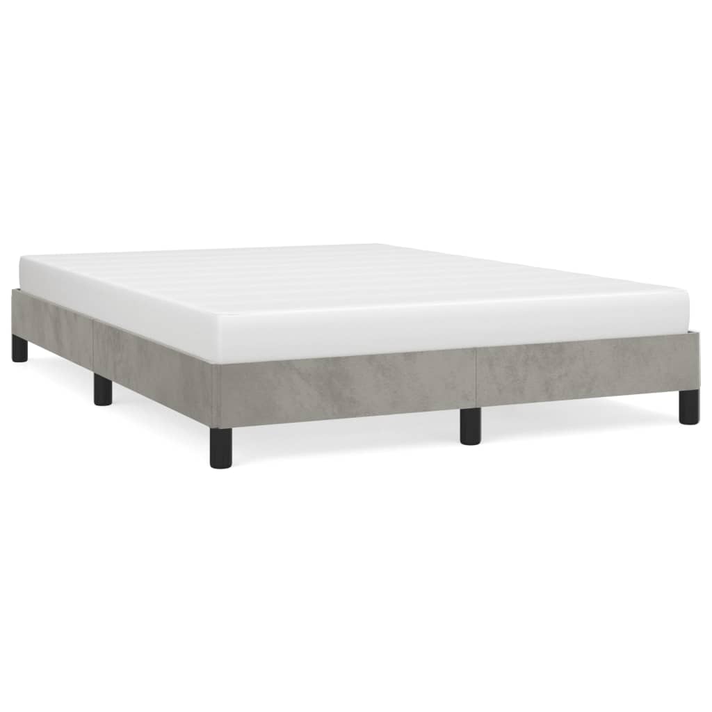 Sängram utan madrass ljusgrå 140x200 cm sammet