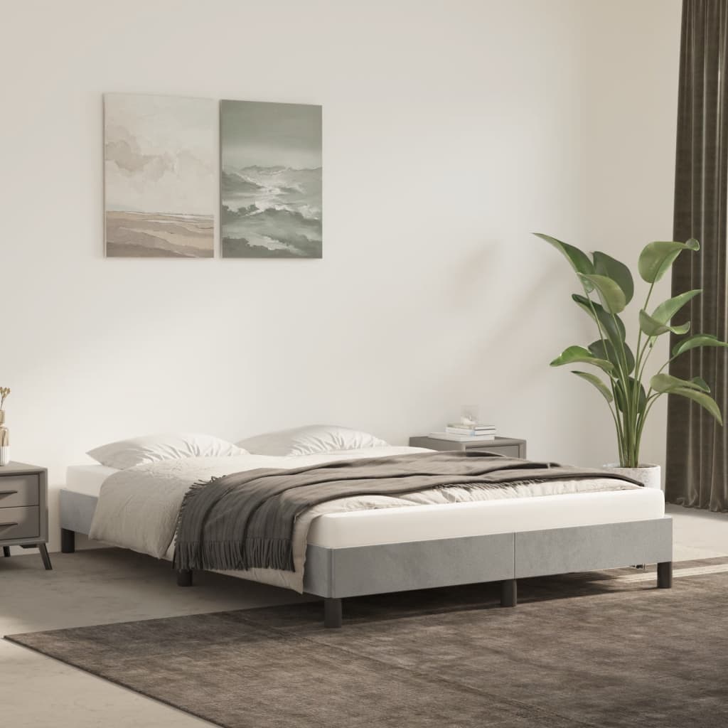 Sängram utan madrass ljusgrå 140x200 cm sammet