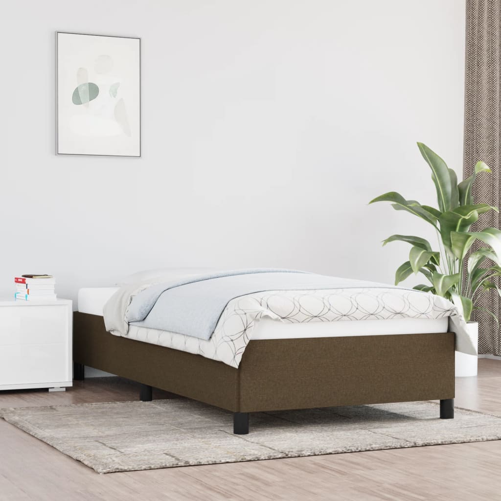 Sängram utan madrass mörkbrun 90x200 cm tyg