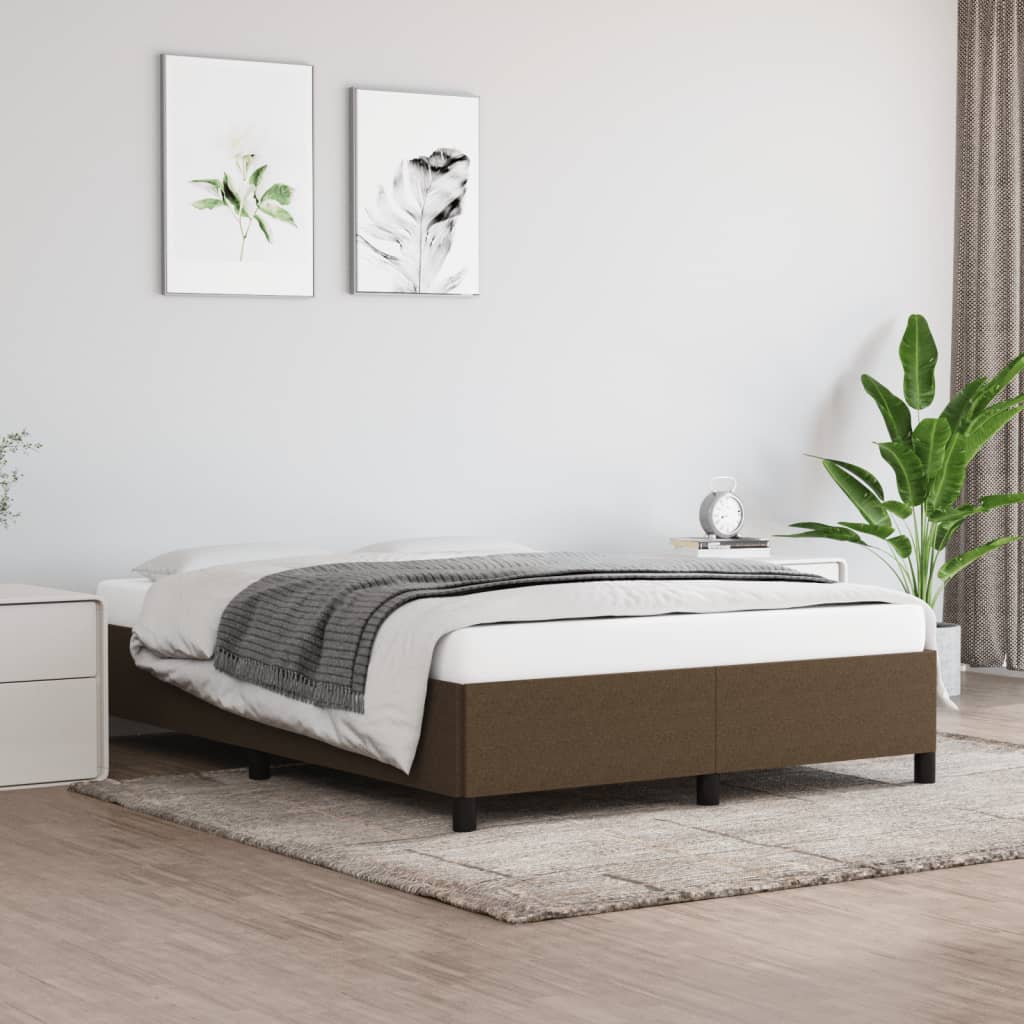 Sängram utan madrass mörkbrun 140x190 cm tyg