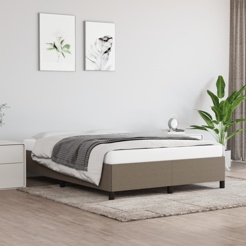 Sängram utan madrass taupe 140x190 cm tyg