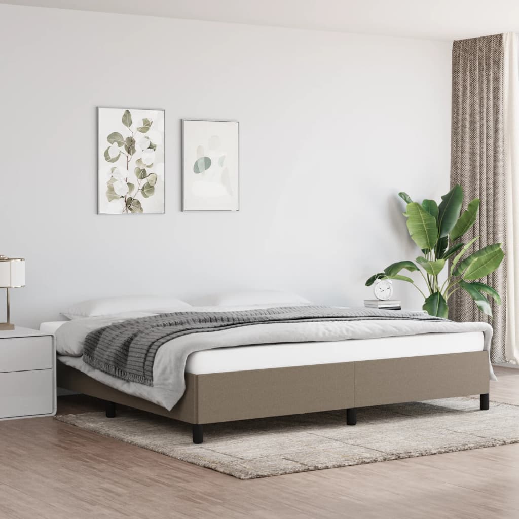 Sängram utan madrass taupe 200x200 cm tyg