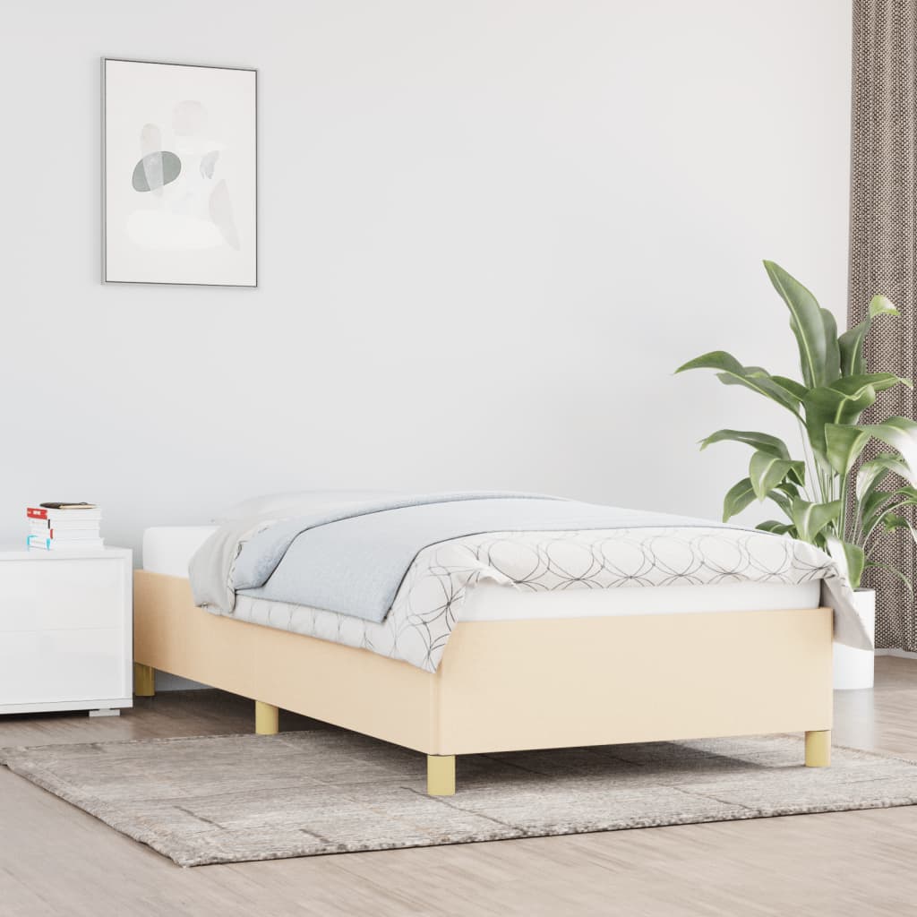 Sängram utan madrass cremefärgad 80x200 cm tyg