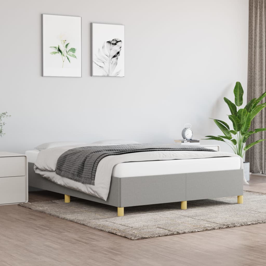 Sängram utan madrass ljusgrå 140x190 cm tyg