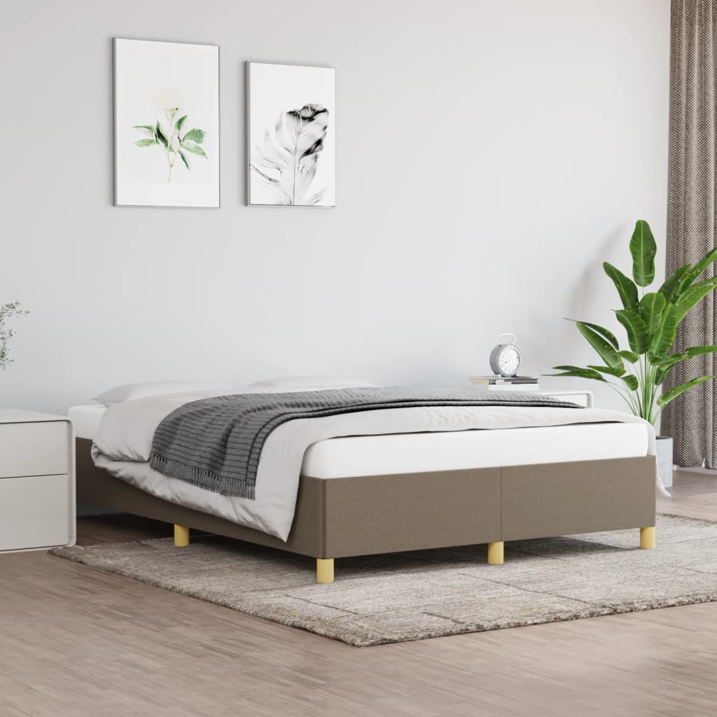 Sängram utan madrass taupe 140x190 cm tyg