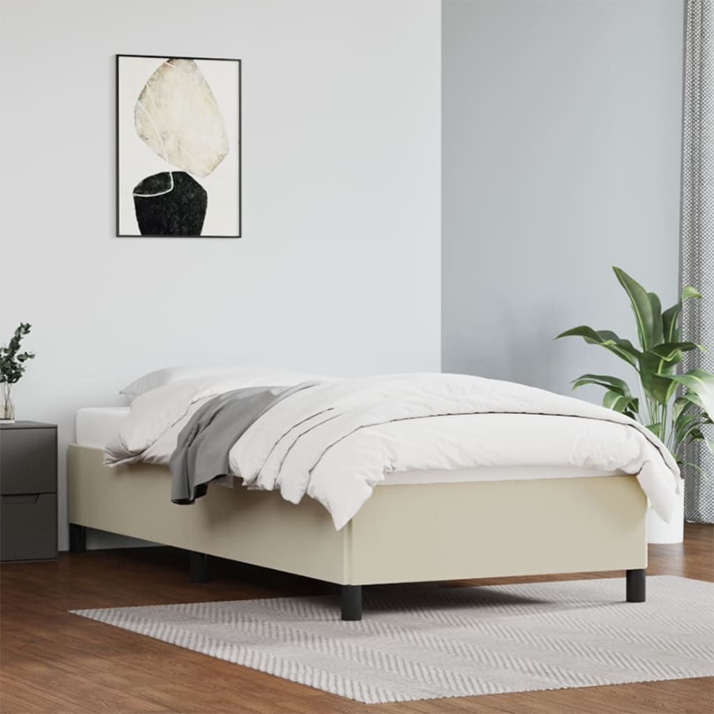 Sängram gräddvit 90x200 cm konstläder