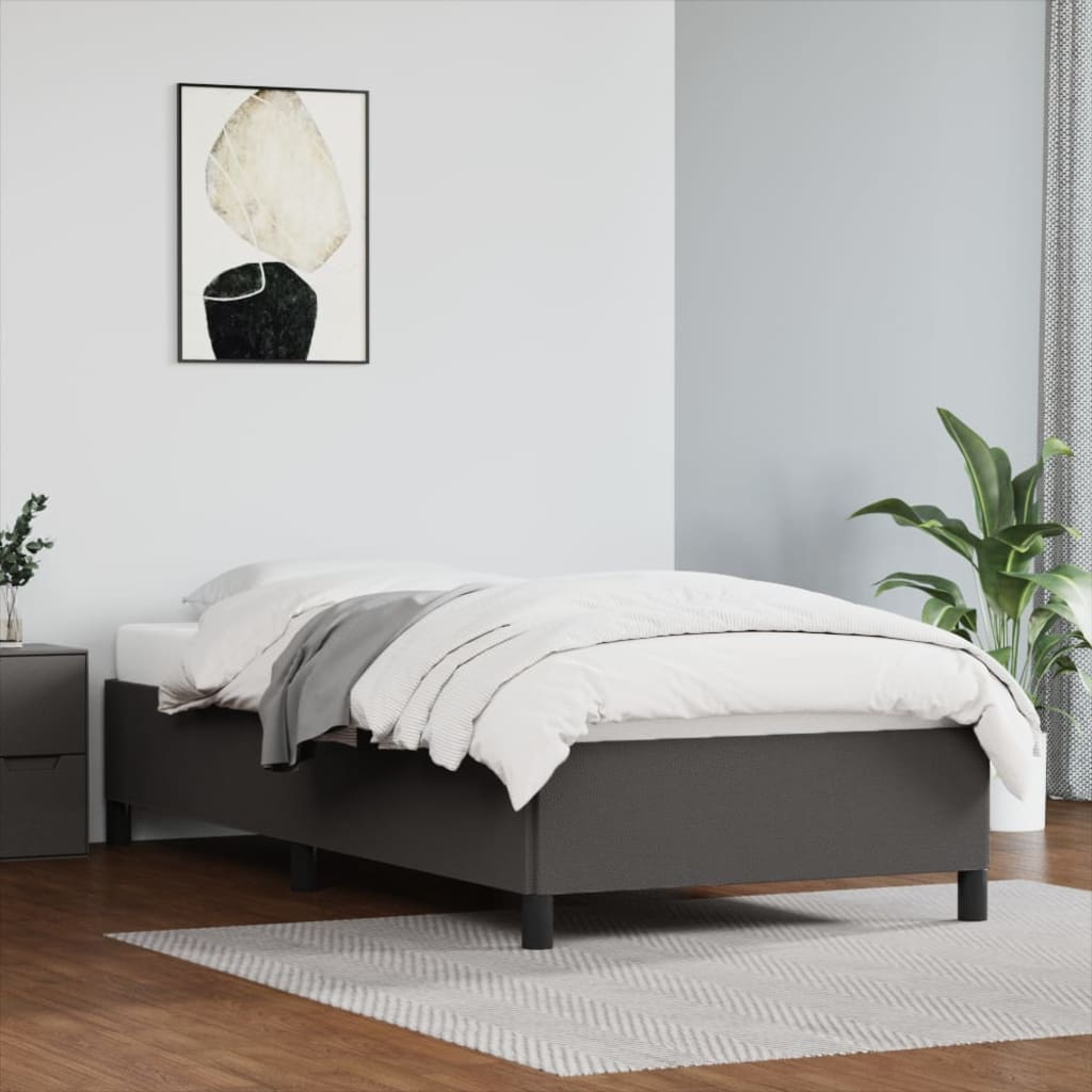 Sängram grå 90x200 cm konstläder