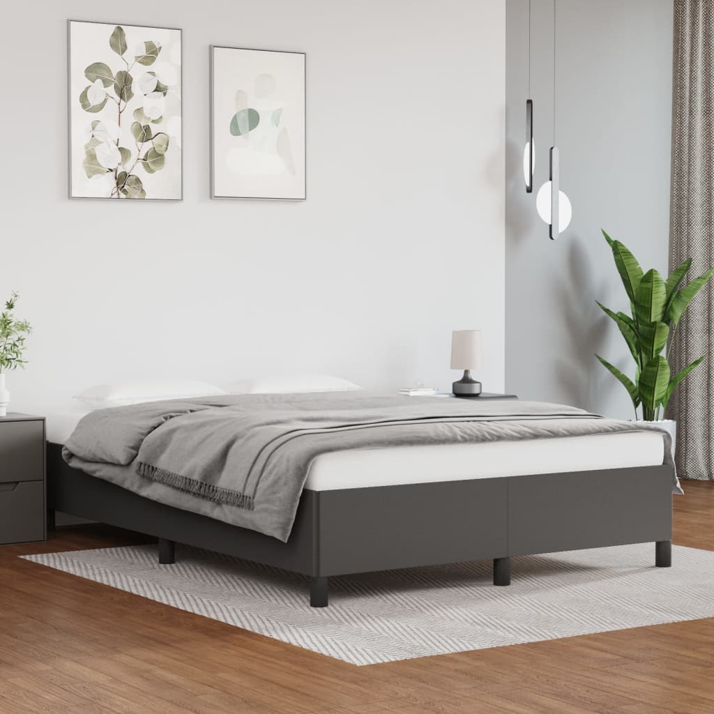 Sängram utan madrass grå 140x200 cm konstläder