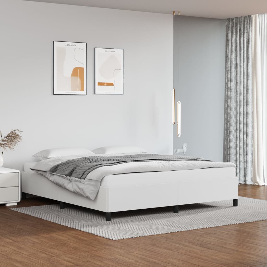 Sängram utan madrass vit 160x200 cm konstläder