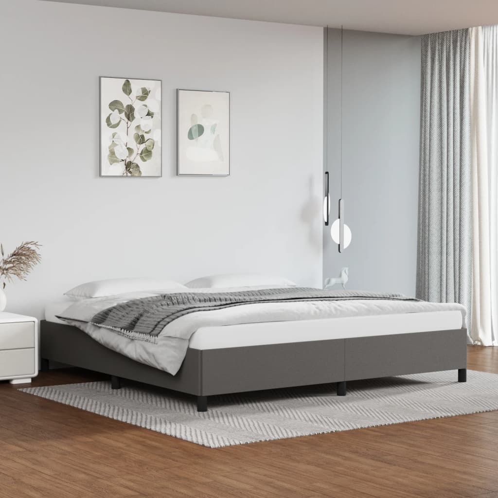 Sängram utan madrass grå 200x200 cm konstläder