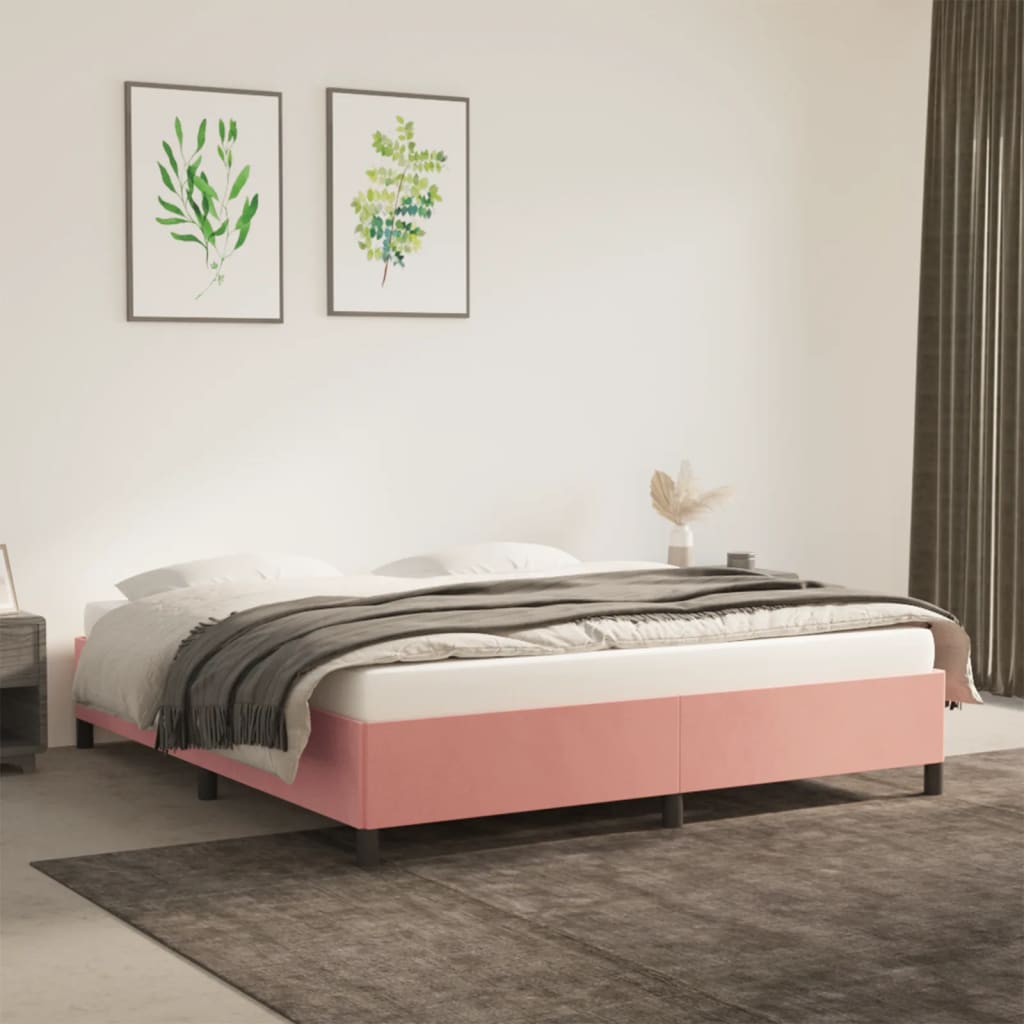 Sängram rosa 160x200 cm sammet