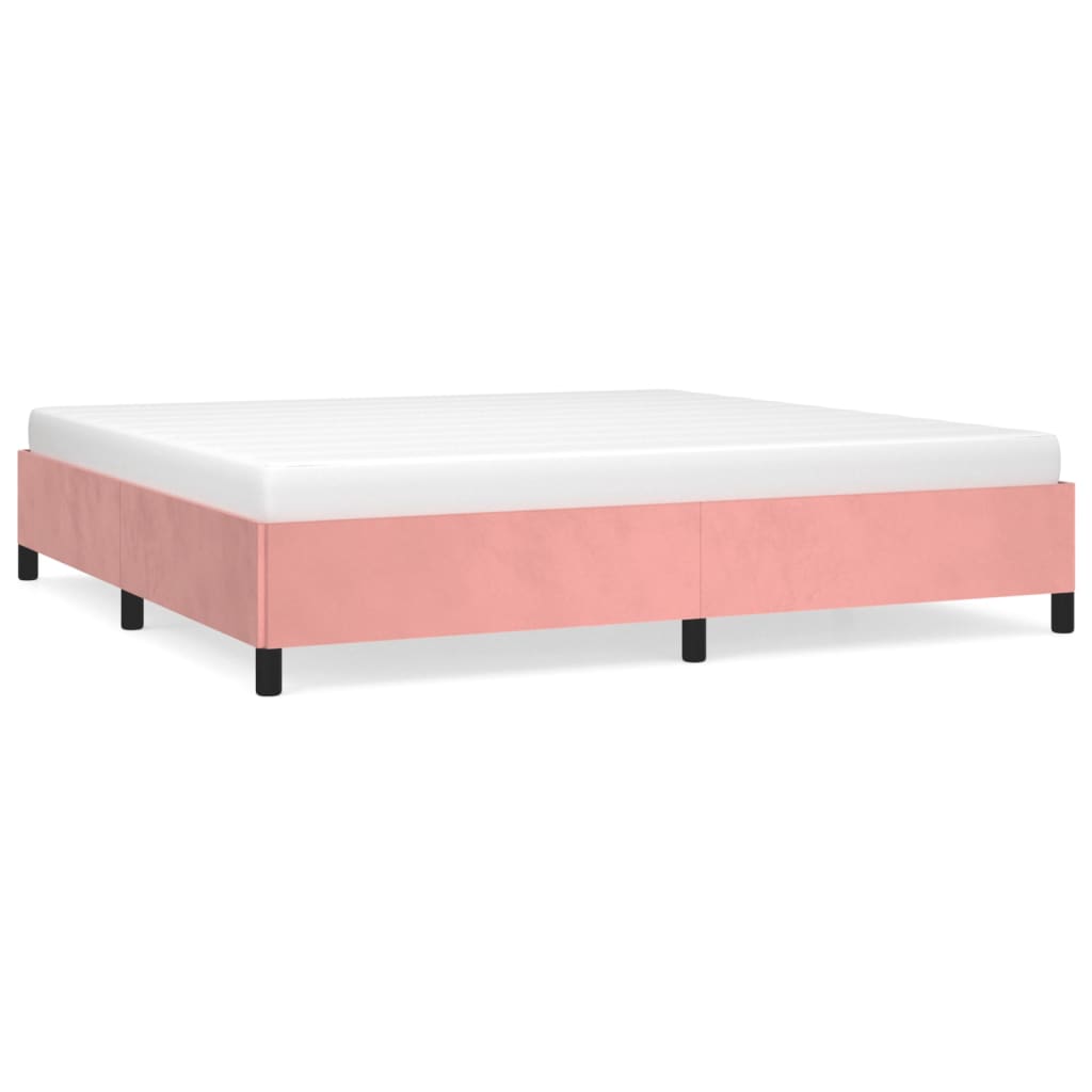 Sängram utan madrass rosa 200x200 cm sammet