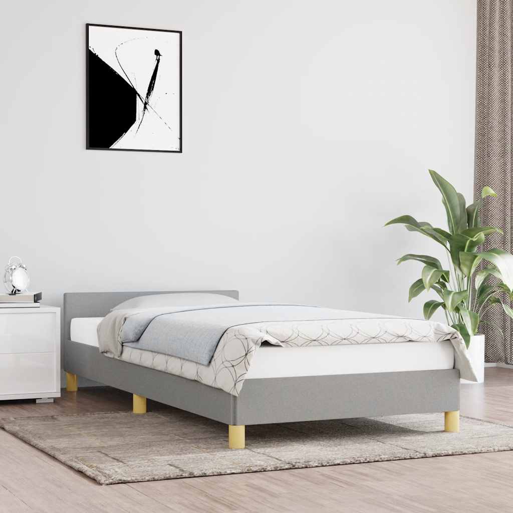 Sängram utan madrass ljusgrå 90x200 cm tyg