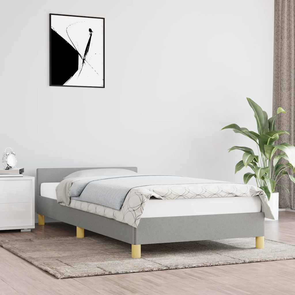 Sängram utan madrass ljusgrå 100x200 cm tyg