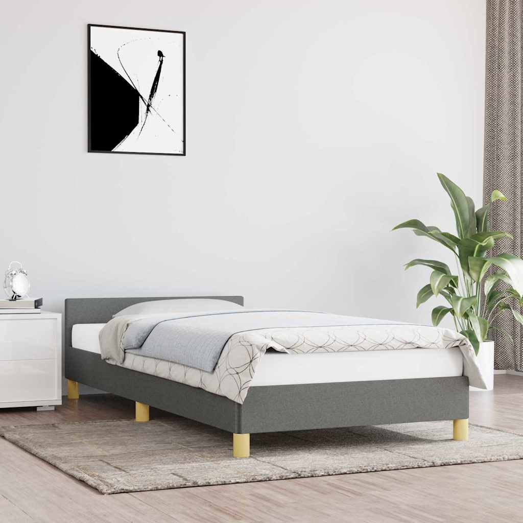 Sängram utan madrass mörkgrå 100x200 cm tyg