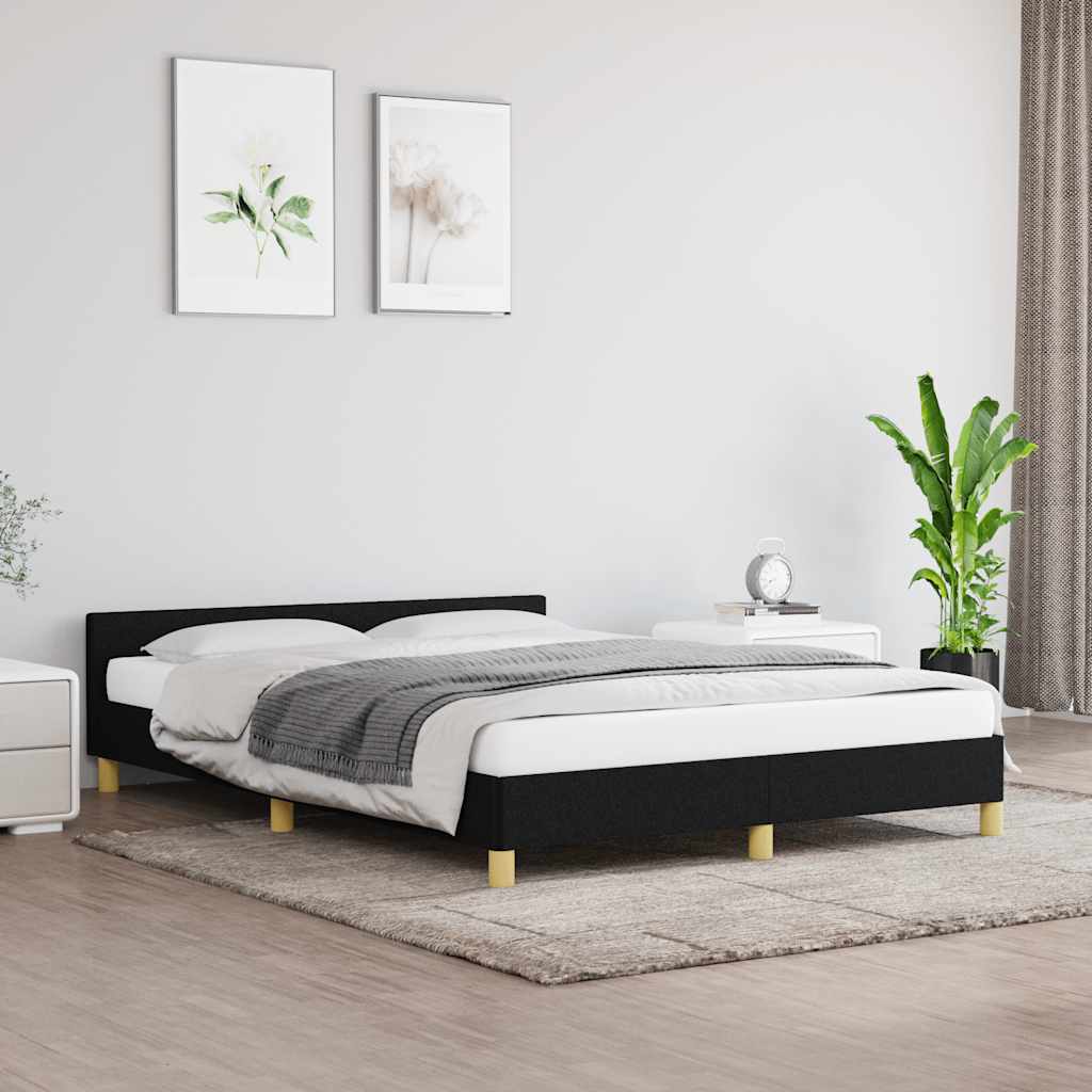 Sängram utan madrass svart 140x190 cm tyg