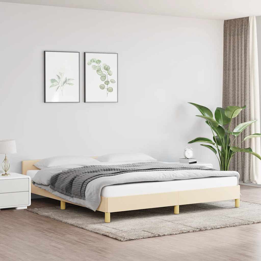 Sängram utan madrass gräddvit 180x200 cm tyg