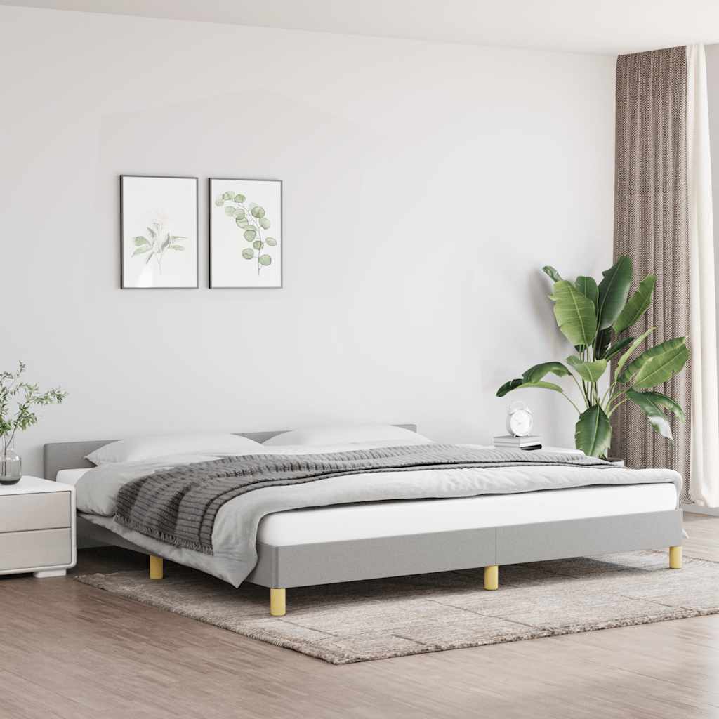 Sängram utan madrass ljusgrå 200x200 cm tyg